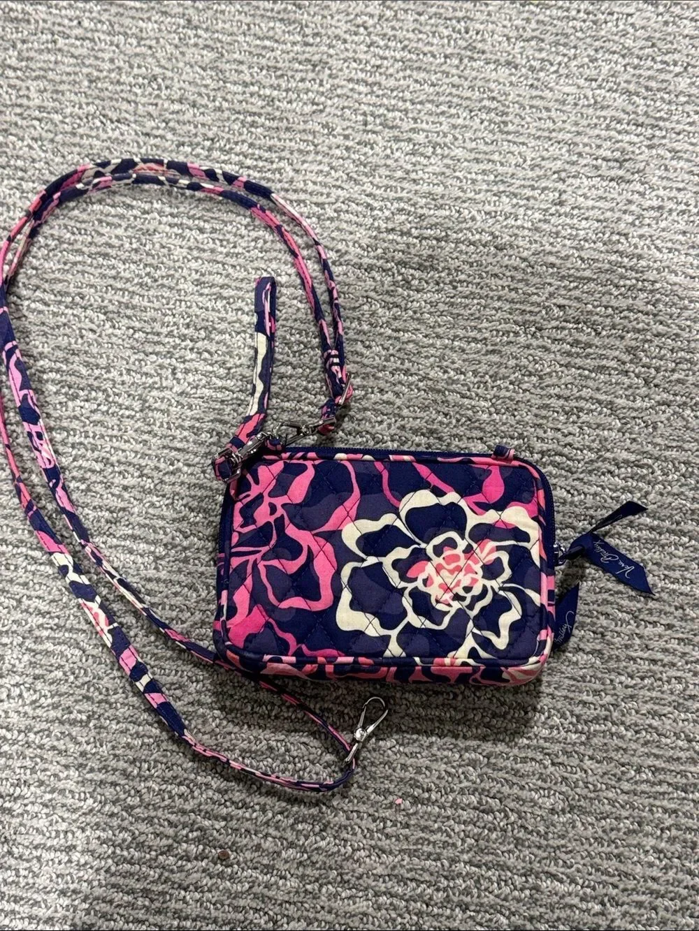 Vera Bradley Navy, Pink & Cream Floral Quilted Crossbody